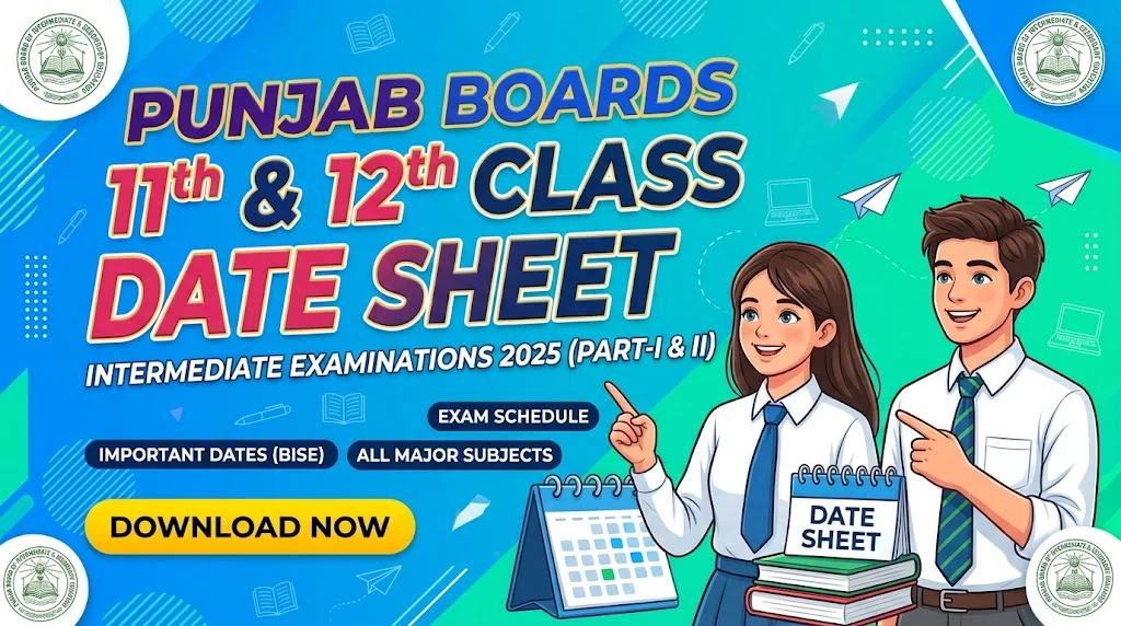Punjab Boards 11th 12th class date sheet